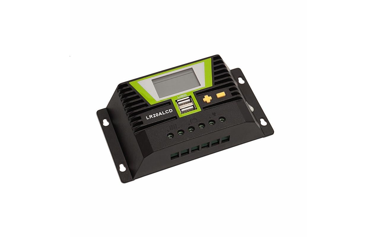 Solarladeregler PWMSolarladeregler 20A mit LCD-Anzeige und USB-Ports für 12 V / 24 V Systeme