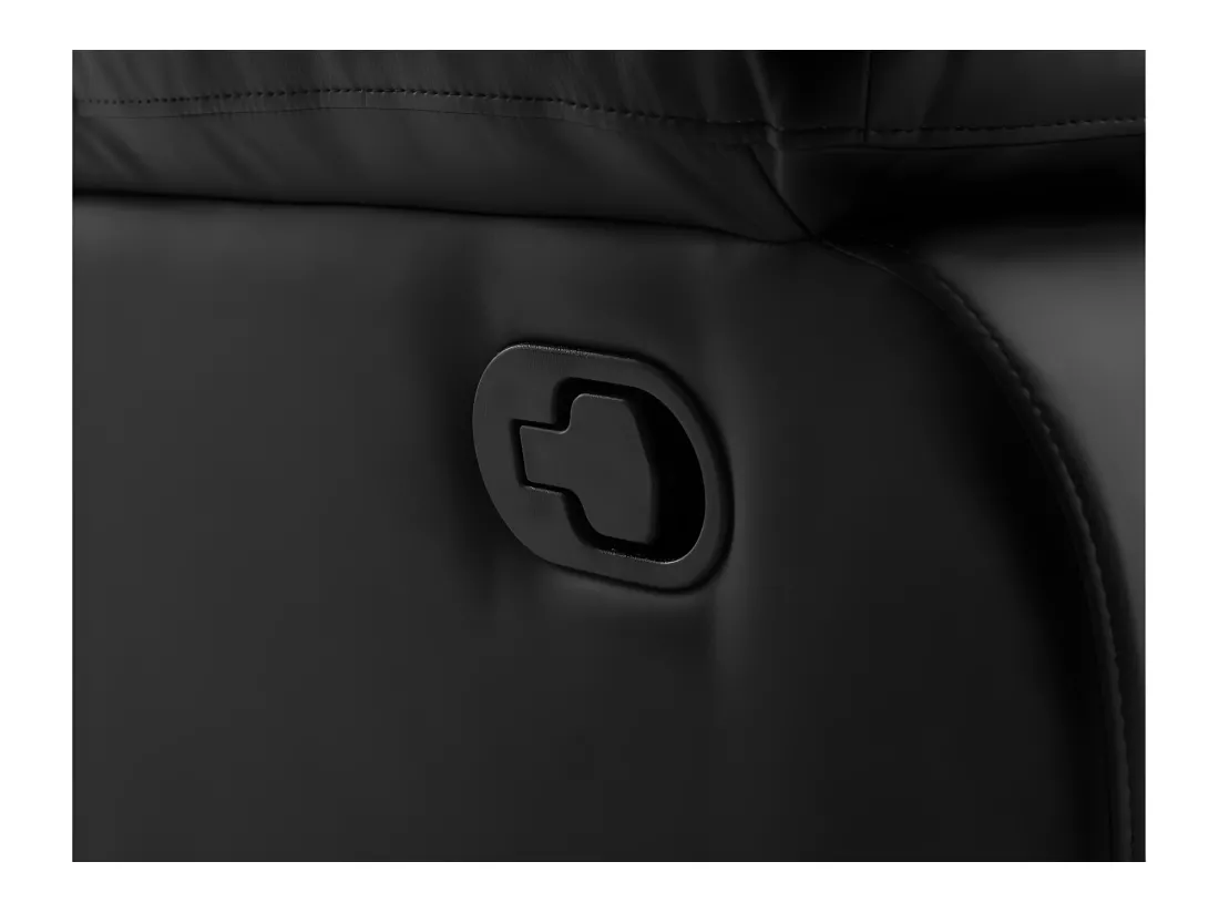 Canapé relax manuel 3 places avec 2 assises XXL Léo en simili - Noir - L193 x P93 x H96cm - Loungitude