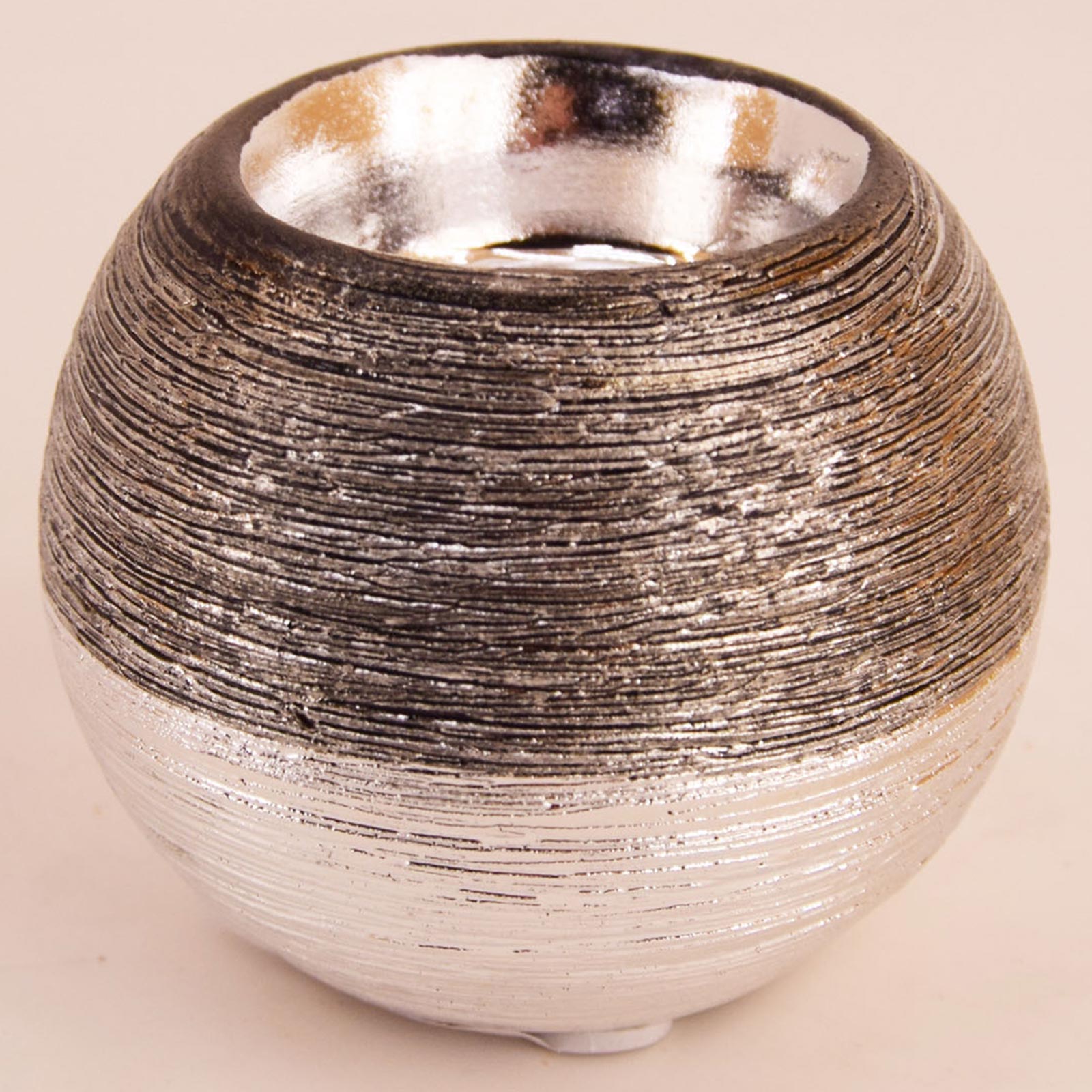 Teelichthalter - kupfer-silber - Kugel