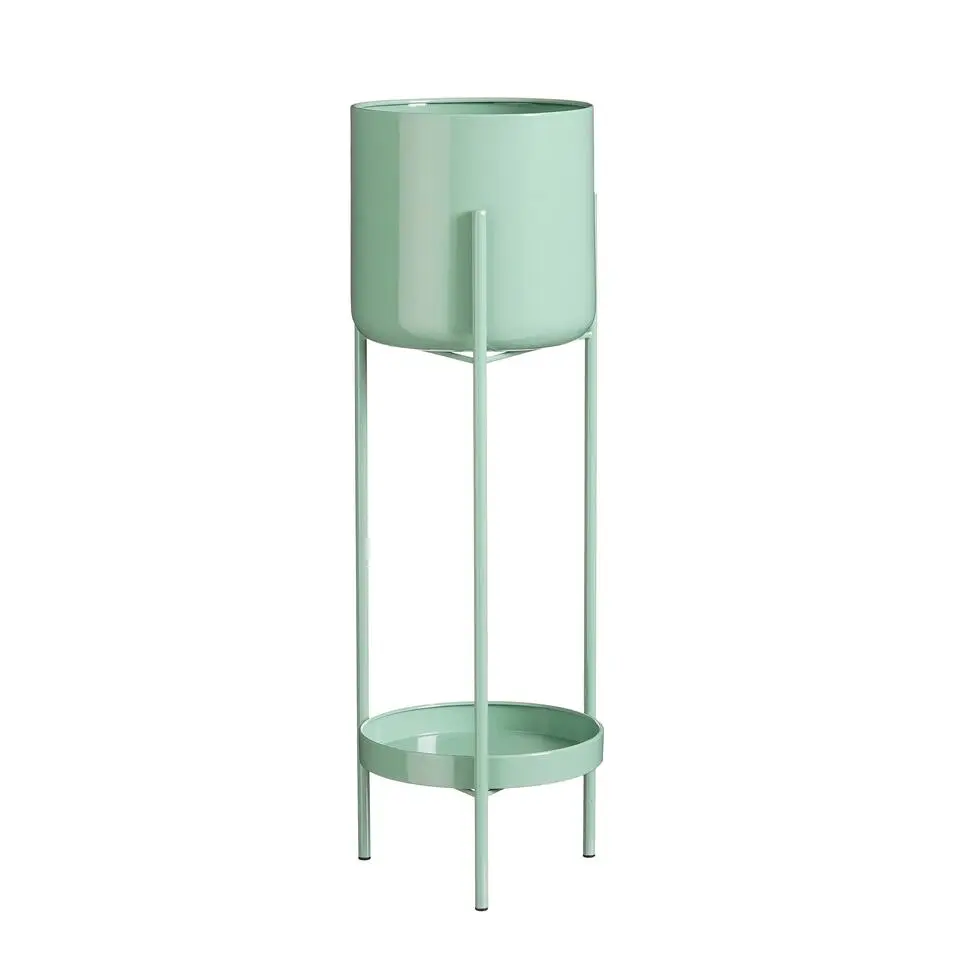 Mica Decorations Colyn Bloempot - H60 x Ø19 cm - IJzer - Mintgroen