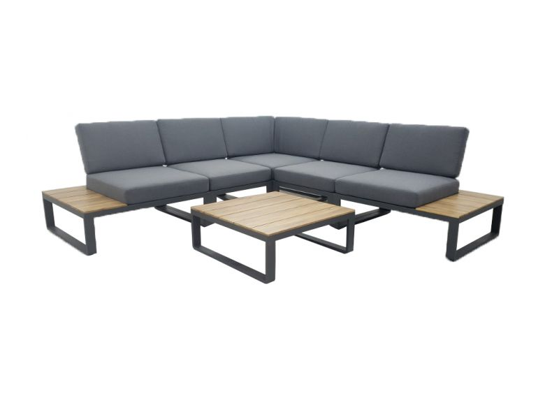 Loungeset Basten Antraciet/bruin
