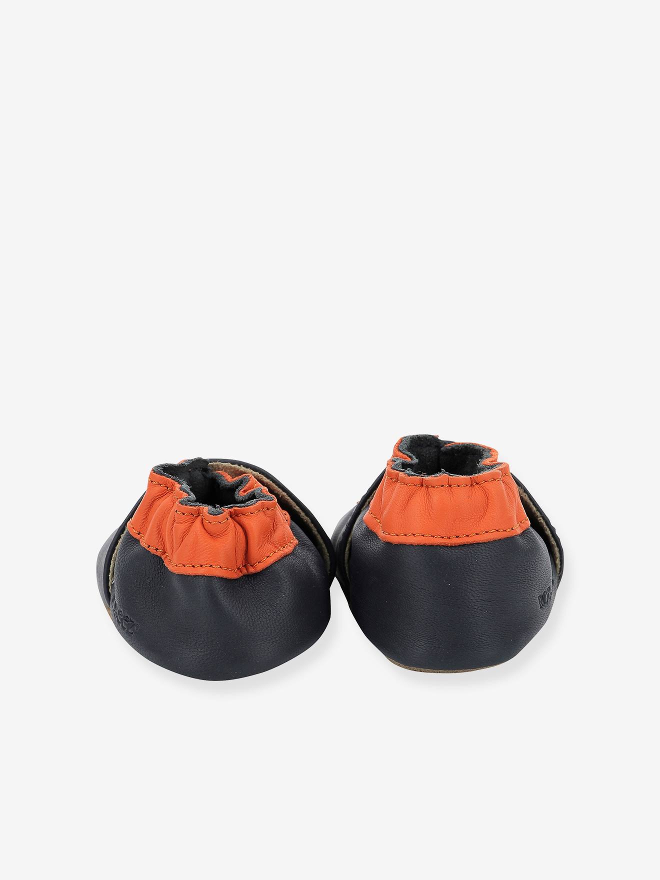 Chinelo de couro leve Beep Beep ROBEEZ©, azul marinho para bebês