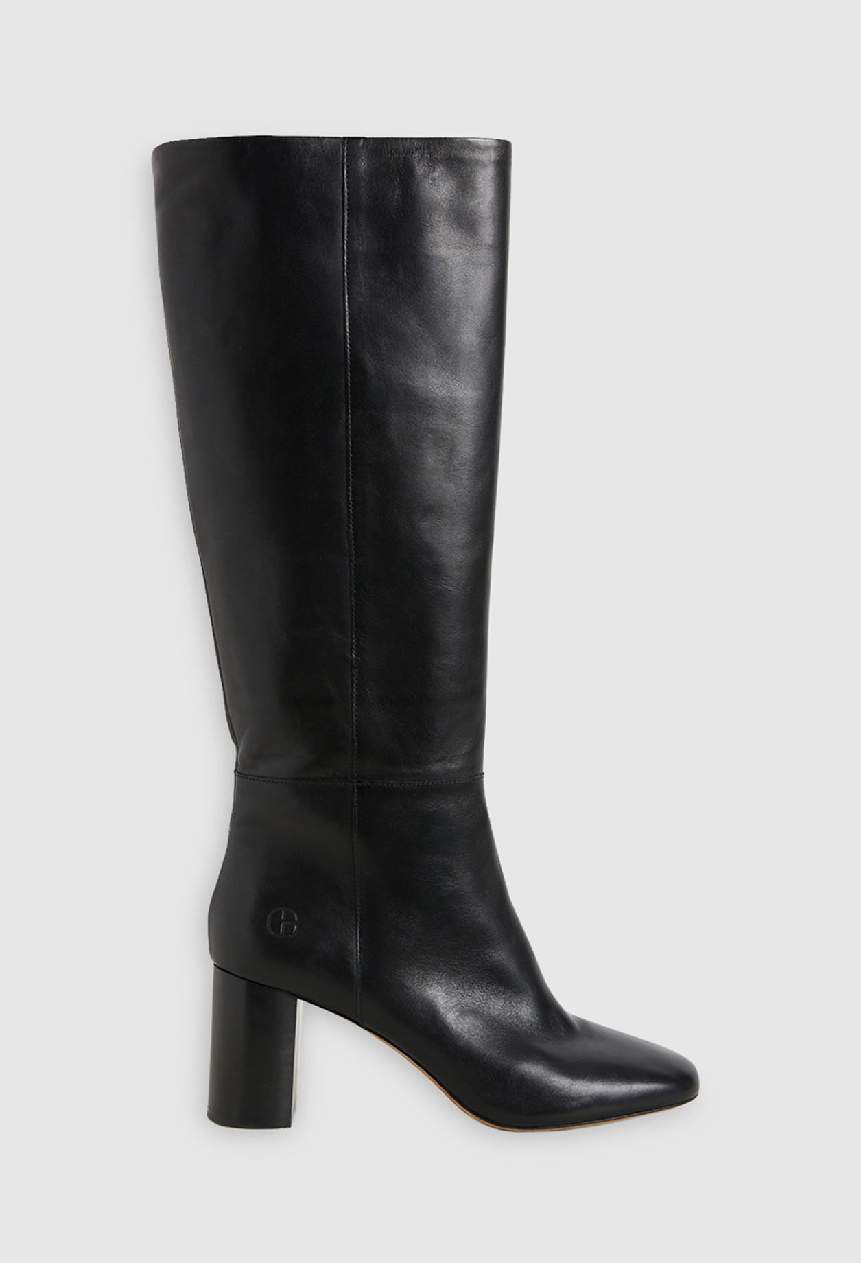 Bottes noires &agrave; talons cuir