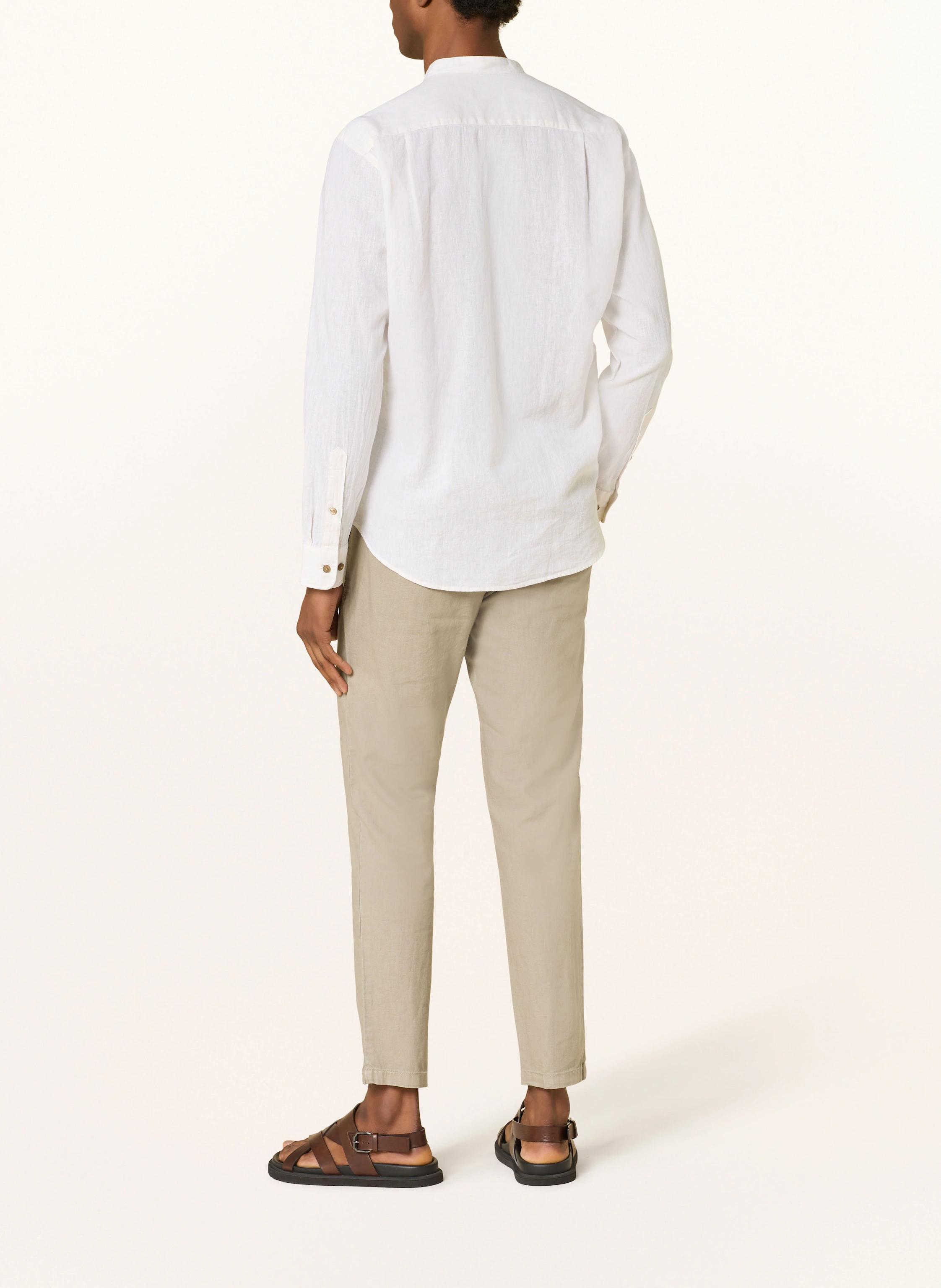 STROKESMAN'S Hemd Modern Fit mit Stehkragen und mit Leinen