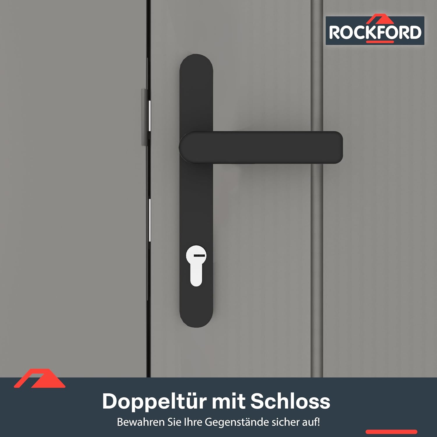 Rockford Lagos 100 gartenhaus Metall - Gerätehaus mit Doppeltür und Polycarbonat-Fenster - 230x230x222cm - Geräteschuppen, Gartenhütte, Metallgerätehaus, Fahrradgarage - Grau