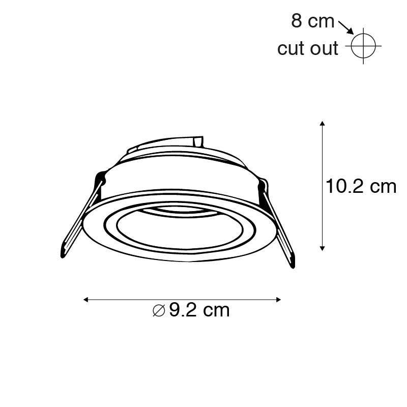 Moderne inbouwspot zwart 9,2 cm draai- en kantelbaar - Chuck