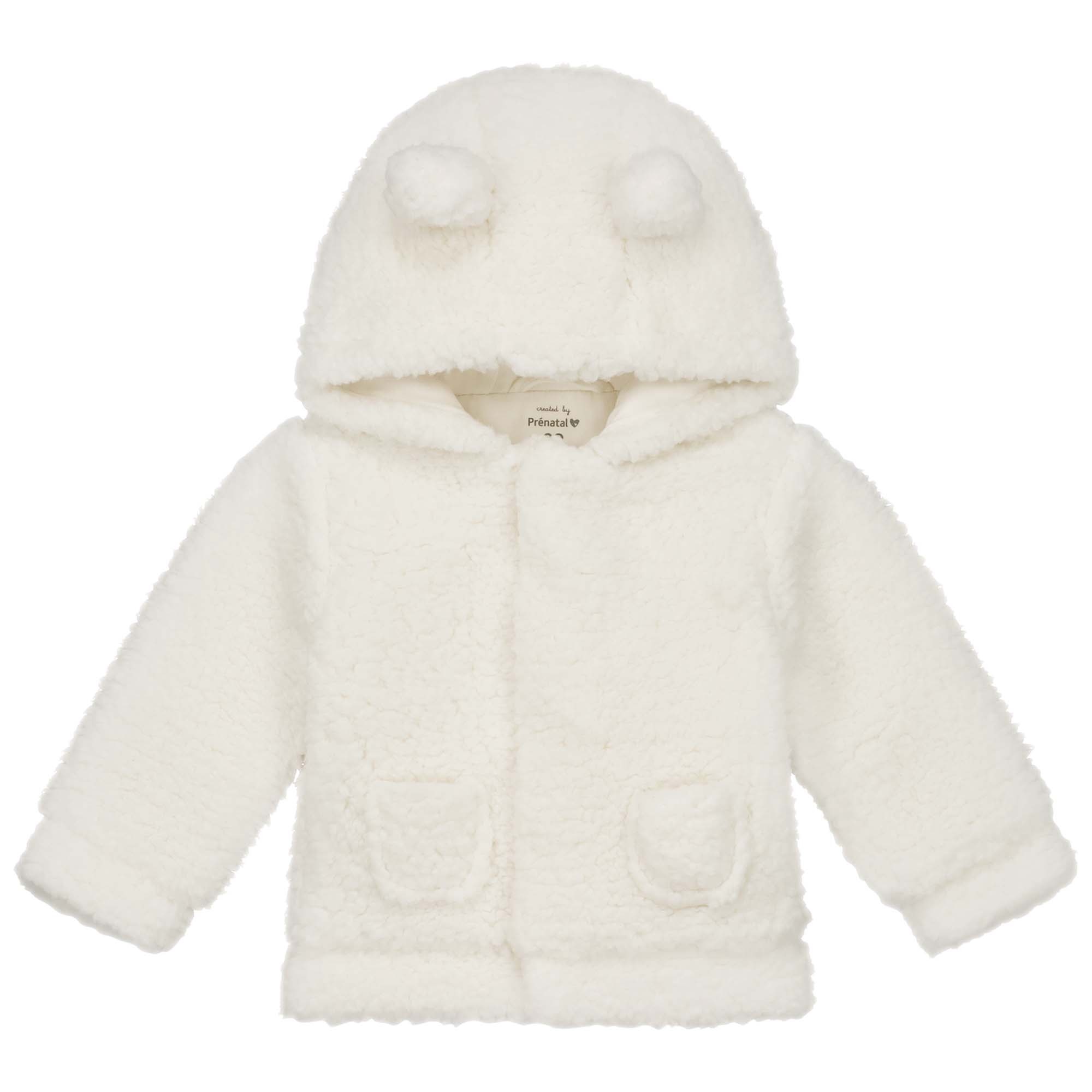 Prénatal newborn jas teddy lange mouwen effen wit