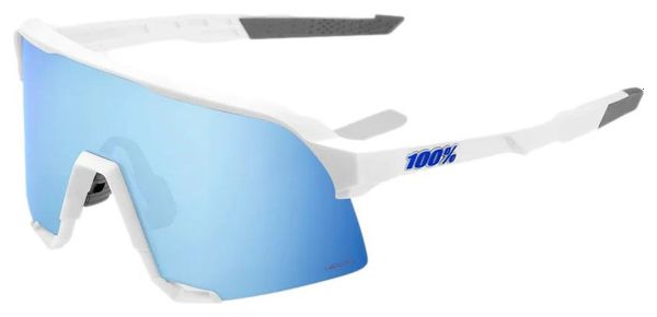 Lunettes 100% S3 Blanc Mat / Miroir Hiper Bleu