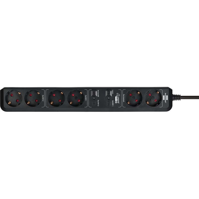 Brennenstuhl Eco-Line 1159760936 6-voudige WIFI stekkerdoos met spraakbesturing 1.5m zwart
