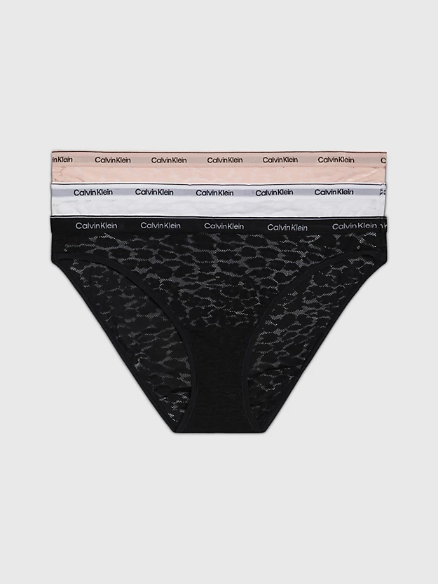 Conjunto com 3 calcinhas de biquíni de renda