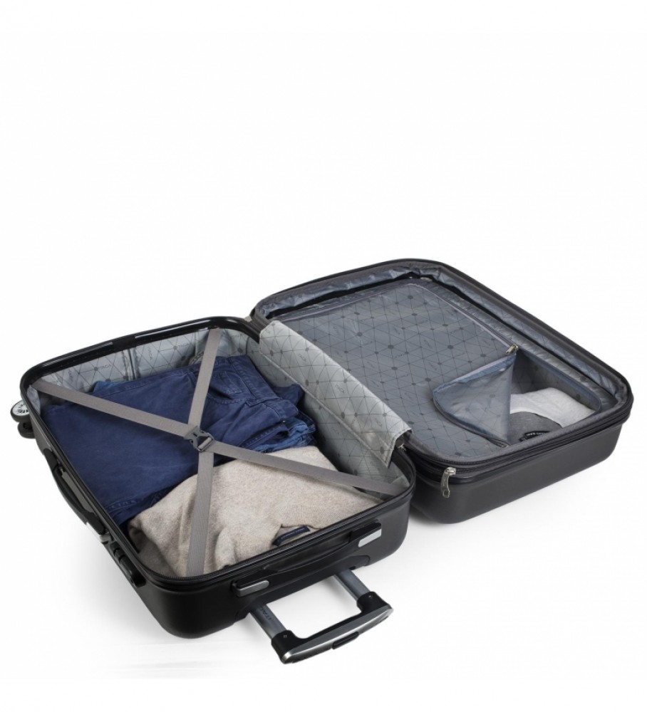Mala de cabine rígida ITACA com 4 rodas, modelo com rodinhas, cor antracite, modelo 71250 - 55 x 38 x 20 cm -