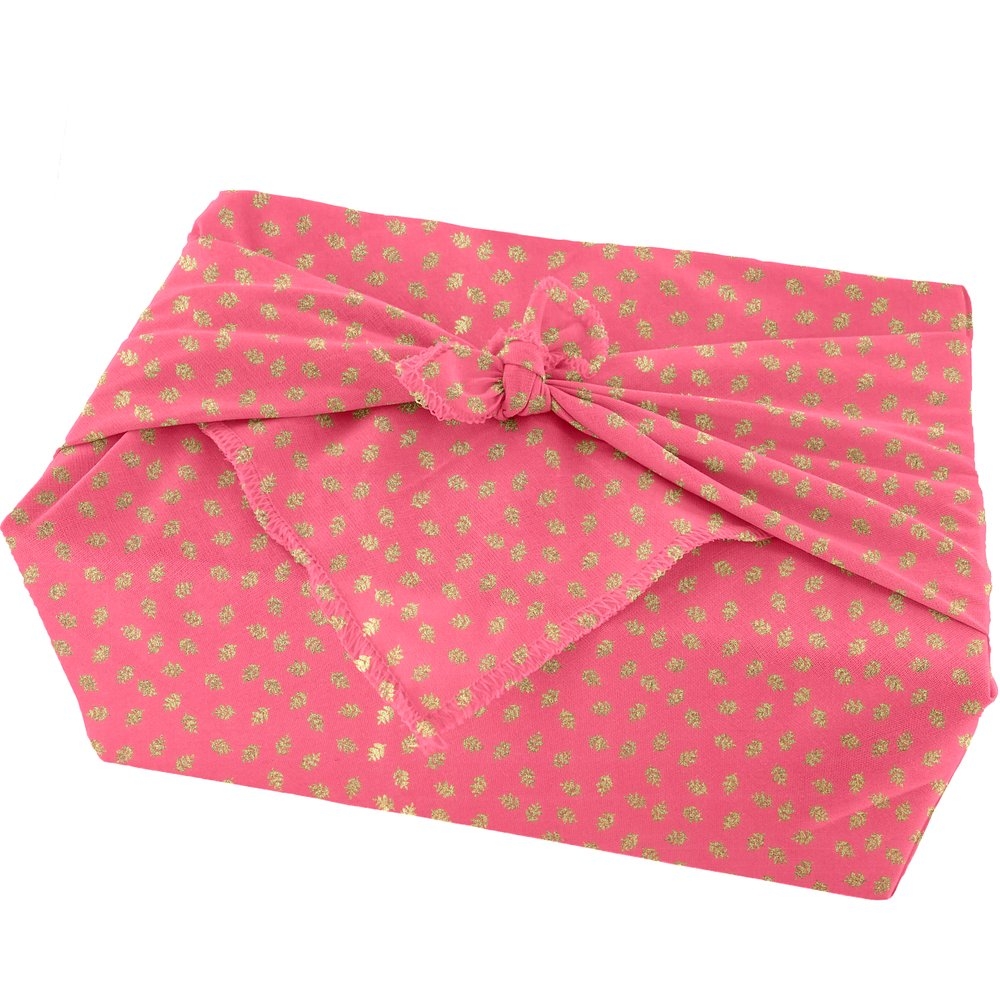 Furoshiki Moyen 48 X 48 Cm Feuillage Or Rose