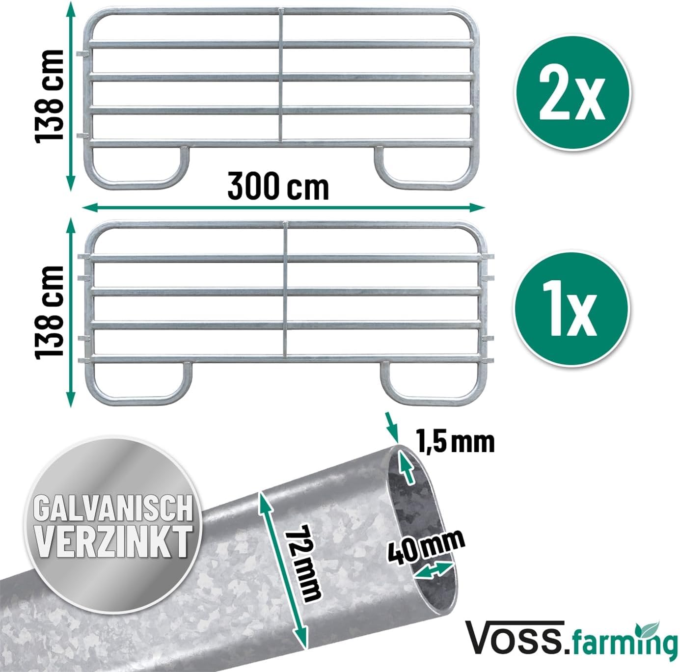 VOSS.farming Weidezelt 3,00 x 3,00m Weideunterstand Lagerzelt Rundbogen Komplettset grün UV-beständig