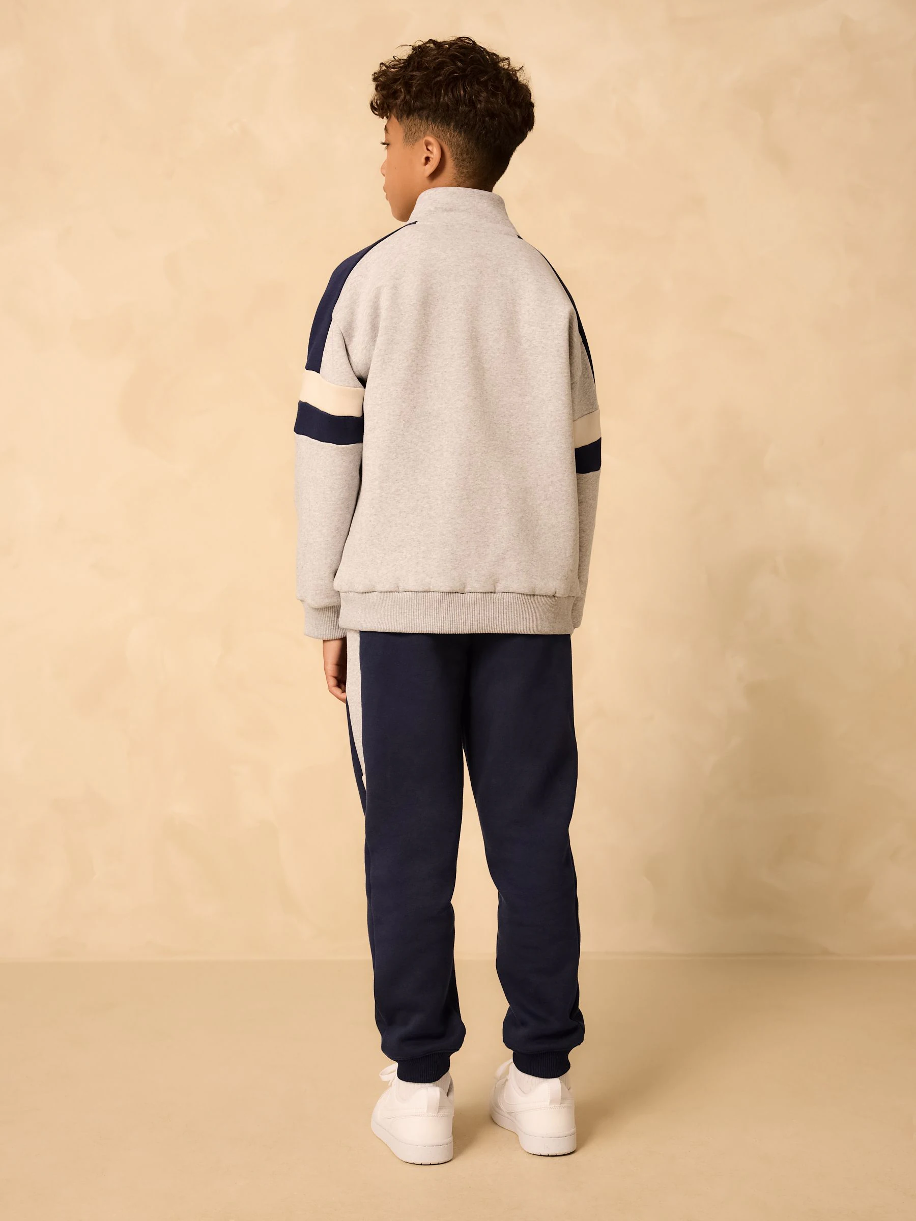 Grijs - Funnel Zip Neck Sweatshirt and Joggers Set