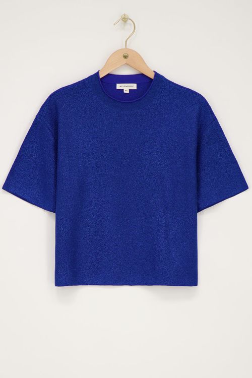 Blauw oversized T-shirt met lurex