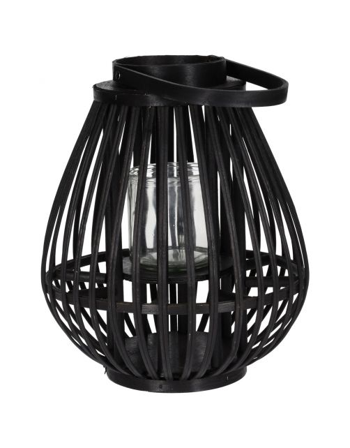 Homestyle Lantaarn Bamboe - Verlichting - 28x28x33 cm Zwart