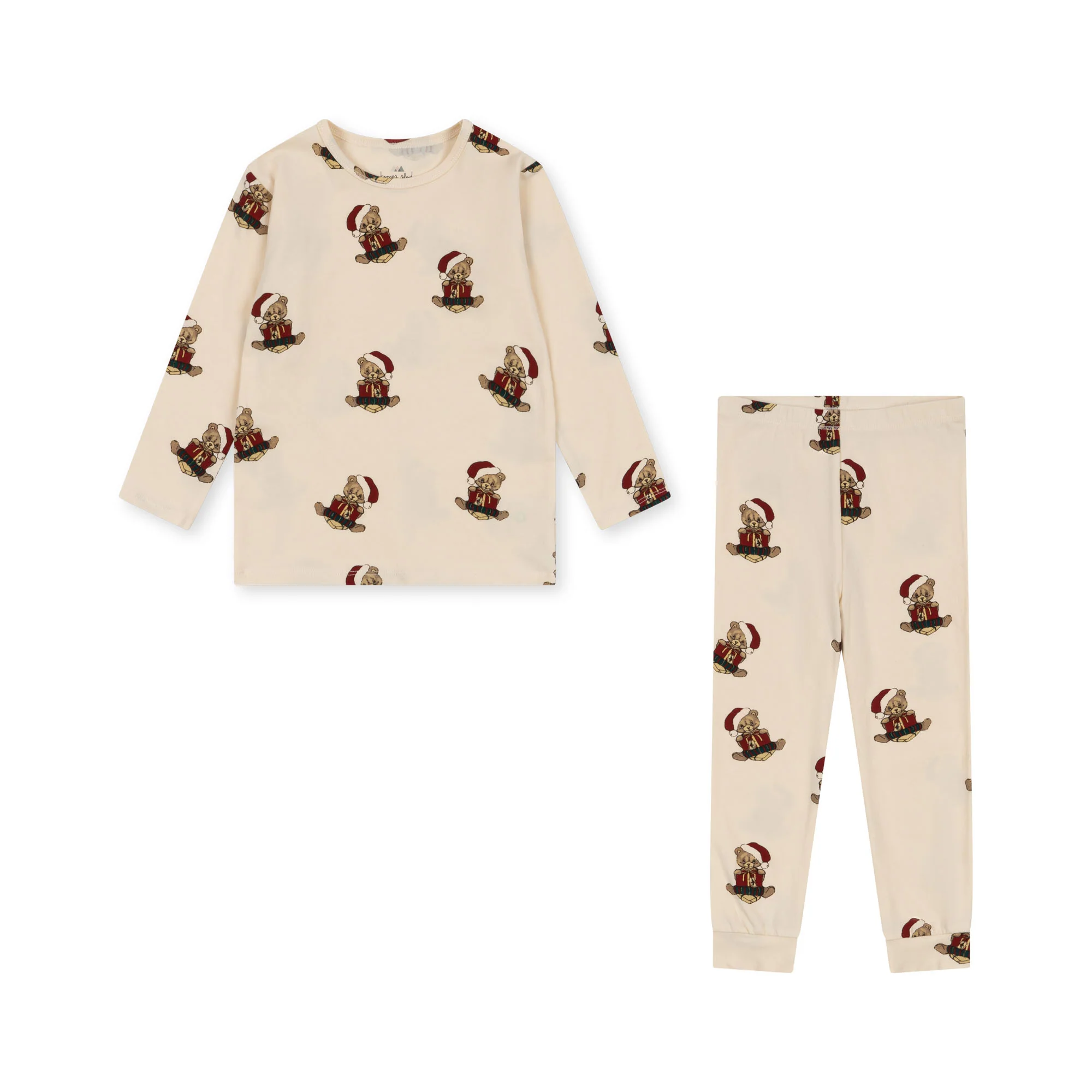 basic sæt med bluse\/bukser - christmas teddy - 2Y