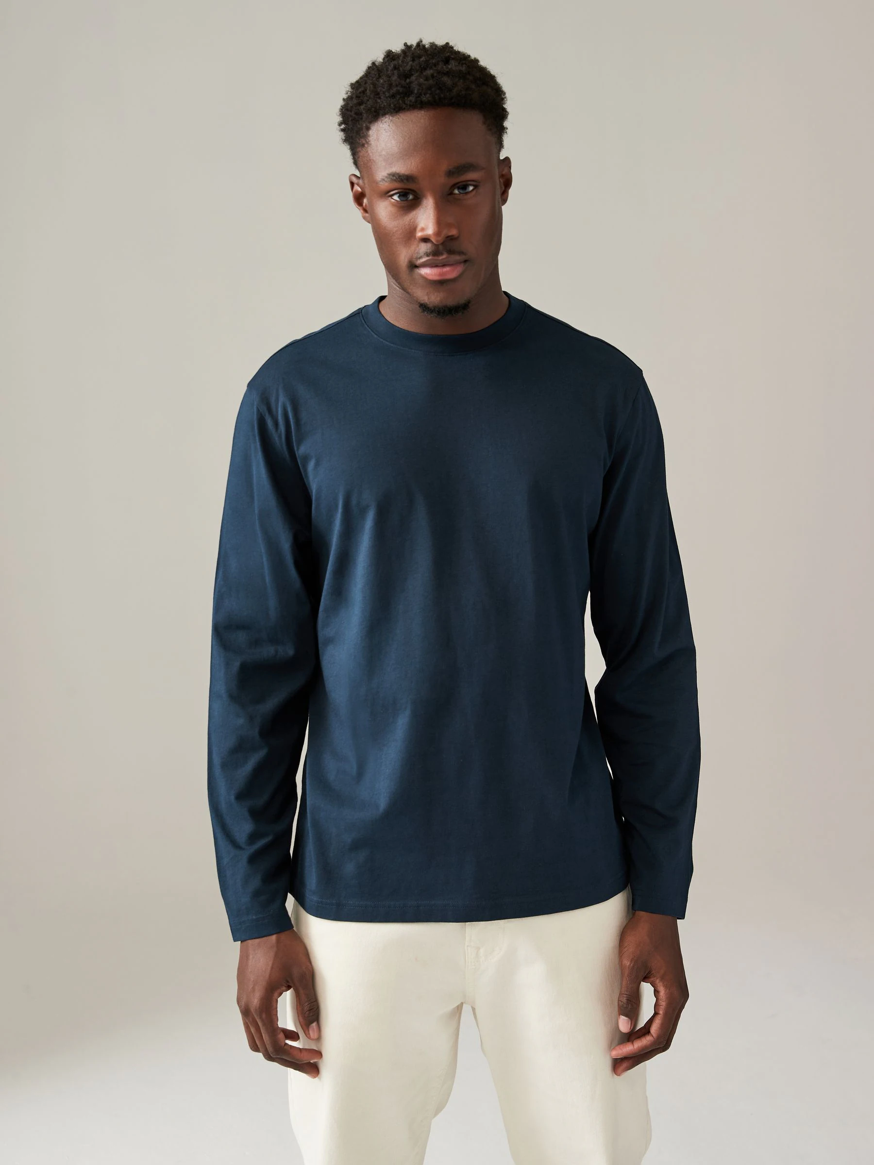 Blauw/grijs/neutraal - Normale Pasvorm - verpakking van 5 regular-fit T-shirts met lange mouwen van 100% katoen