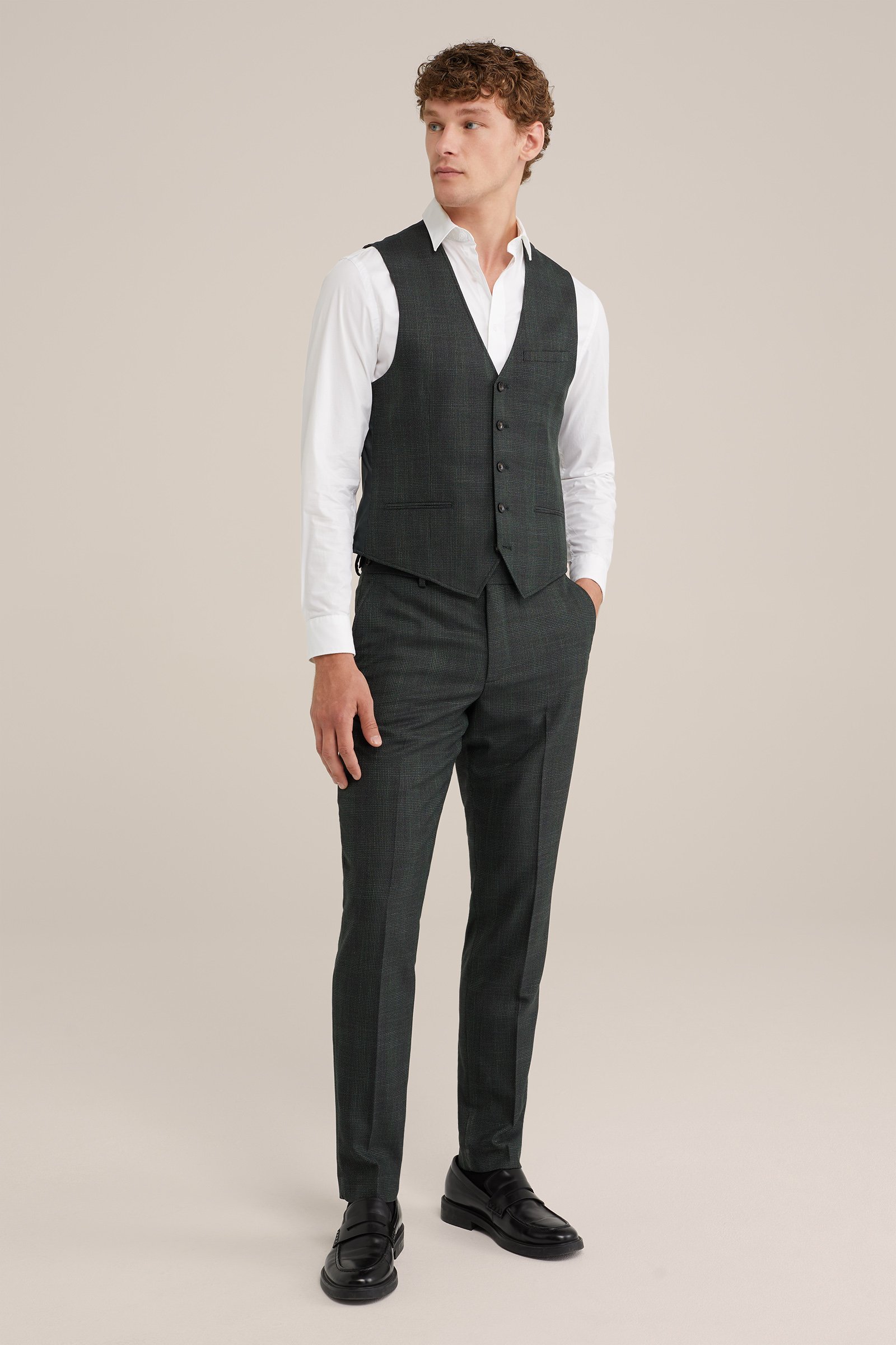 slim fit gilet met dessin WE Fashion Donkergroen