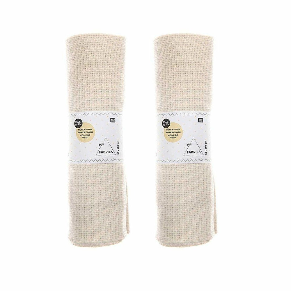 2 toiles 100% coton pour point compté beige 50 x 140 cm