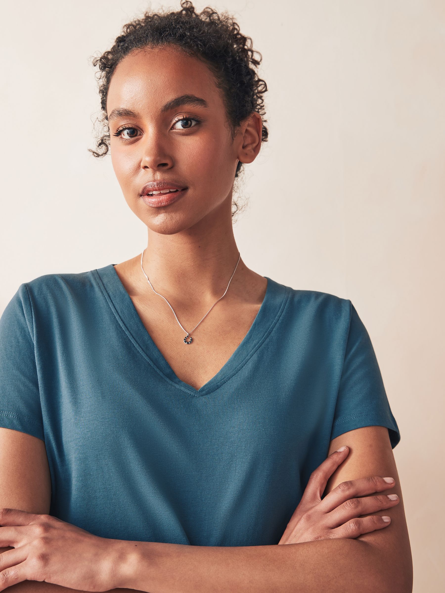 Chambray blauw met geometrische print - Pyjama met korte mouwen