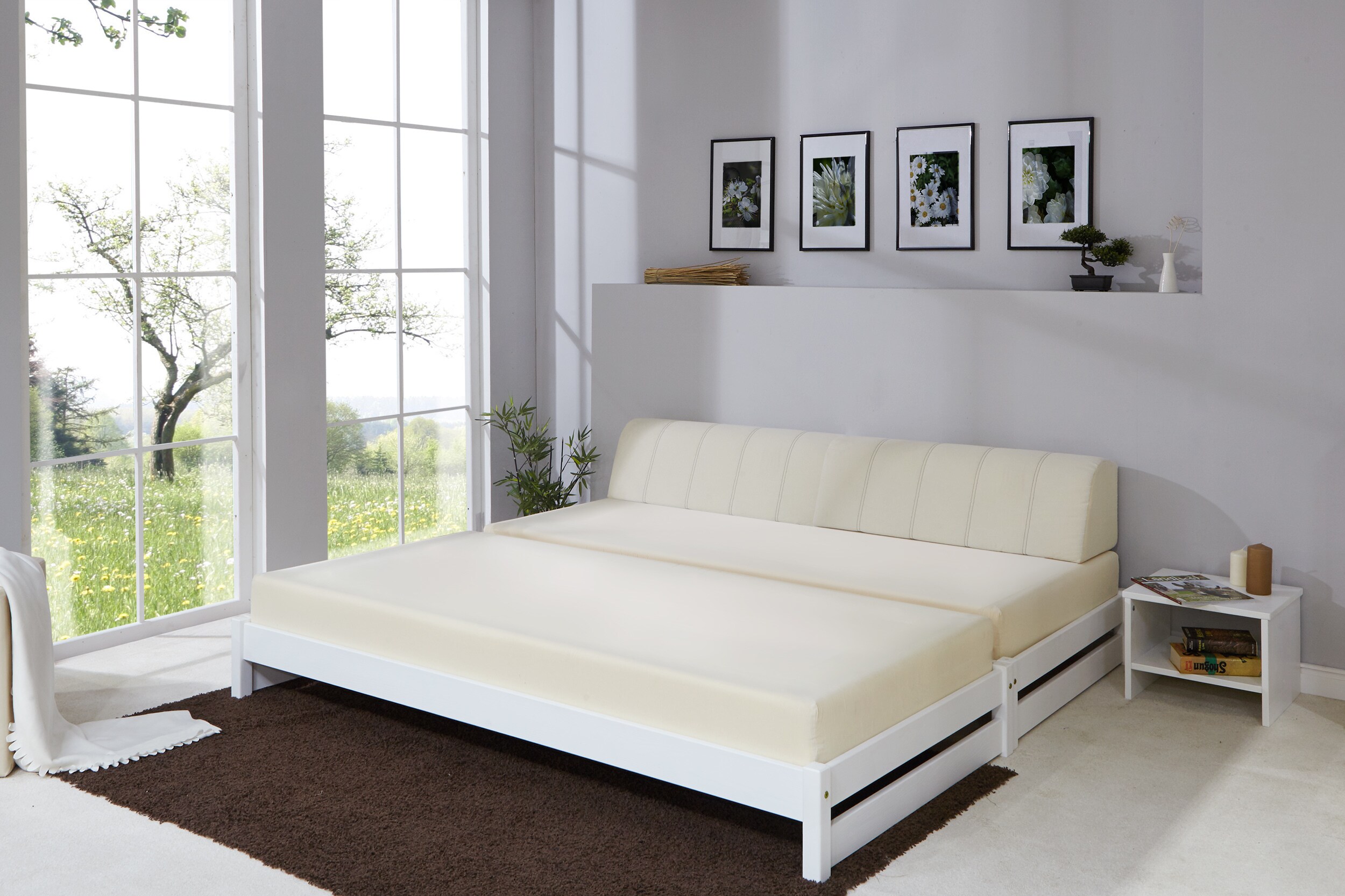 TiCAA TiCAA Massivholz Stapelliege, Stapelbett, Einzelbett, Gästebett Kiefer 90x200