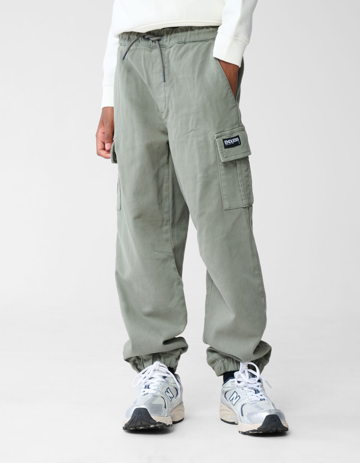 Loose Fit Jog Cargo Broek Khaki