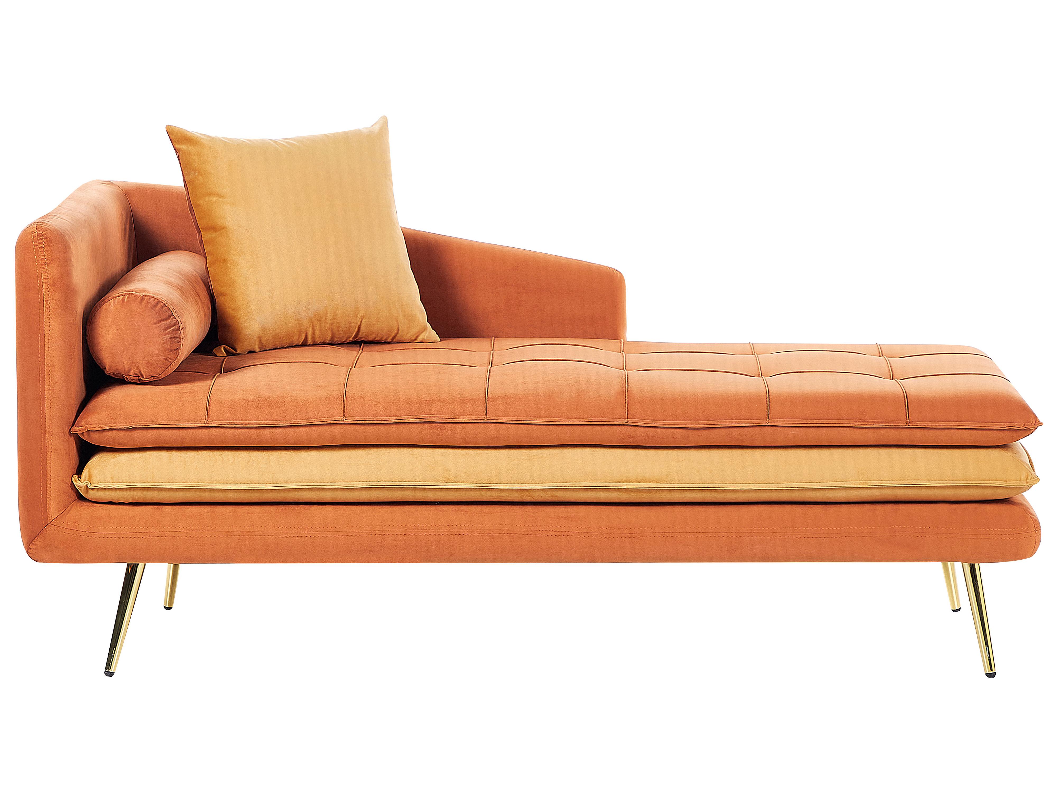 Linkszijdige chaise longue GONESSE Fluweel Oranje