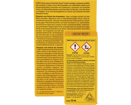 Onkruidverdelger voor gazons COMPO Banvel® Quattro 10 ml 10 m² Enkele dosis