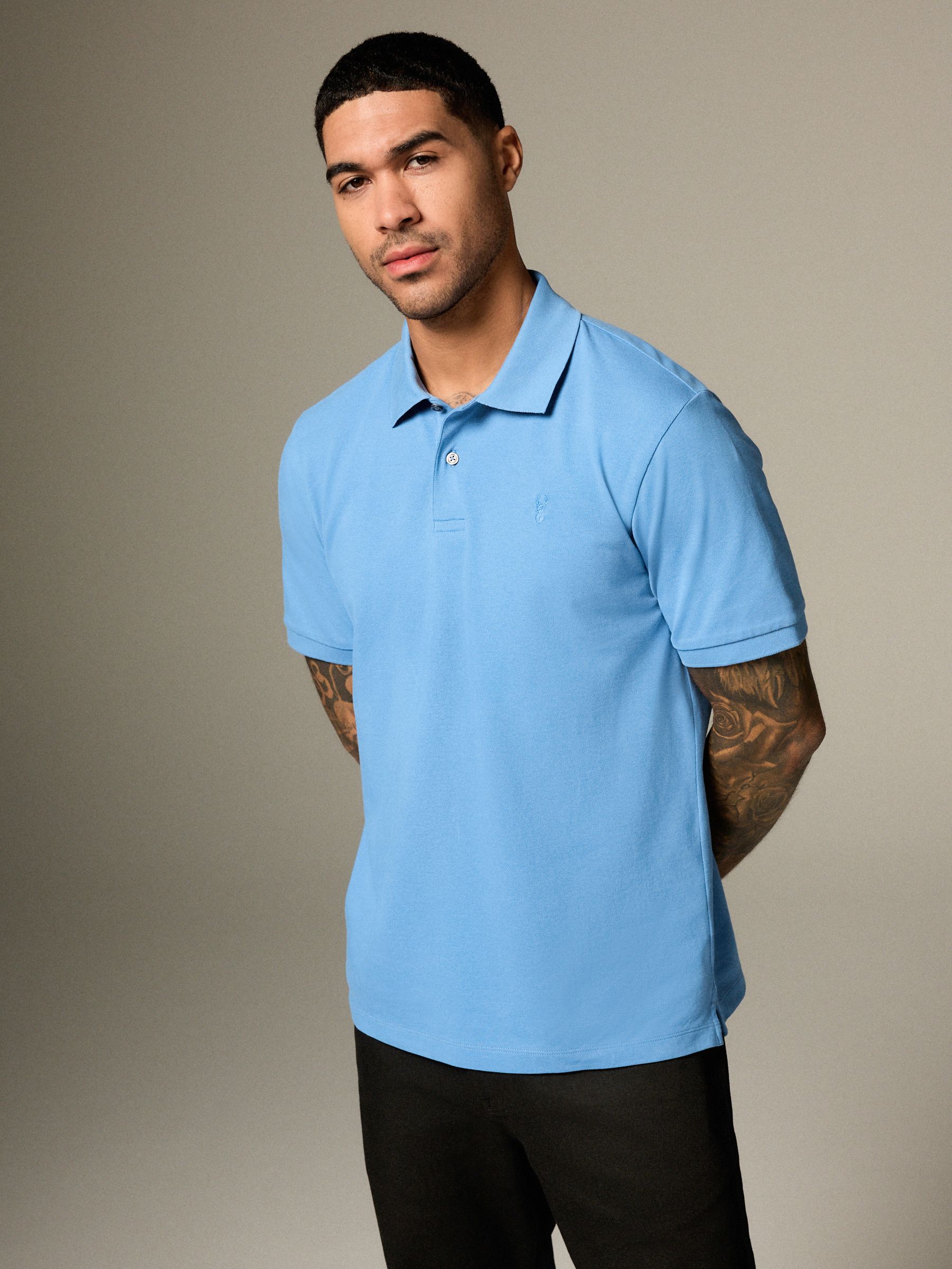 Blauw - Normale Pasvorm - Long-Sleeve Pique Polo Shirt