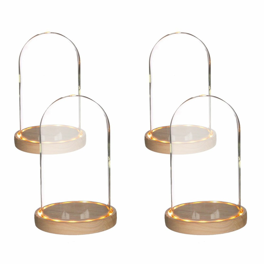 4 cloches en verre lumineuses 21,5 cm x ø 14 cm