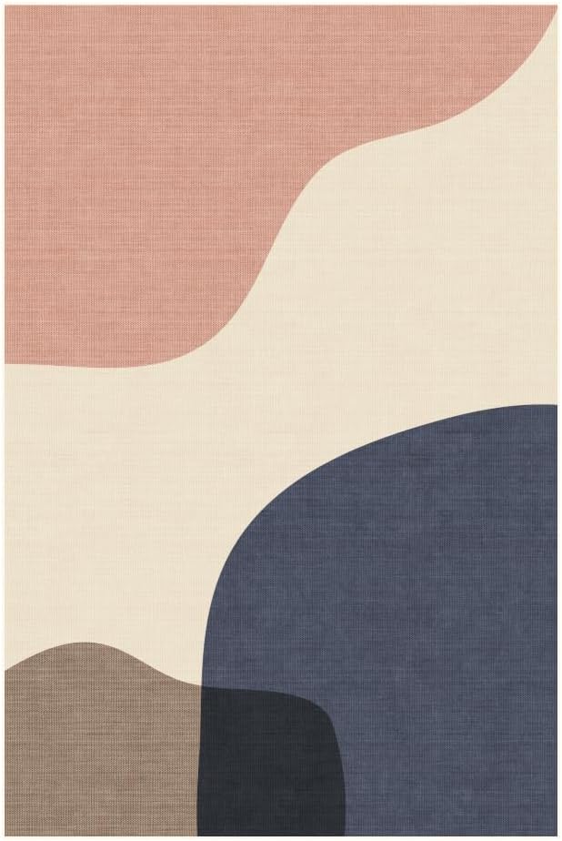 Teppana Waschbarer Teppich Modern - Ban - Aquarell - Fleckenabweisend - Familien- & Haustierfreundlich - Maschinenwaschbar - rutschfest - 140 x 200 cm