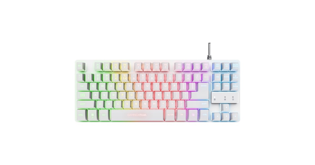 TrustGXT 833W Thado, gaming toetsenbord  (Wit, US lay-out, Membraan, TKL, RGB)