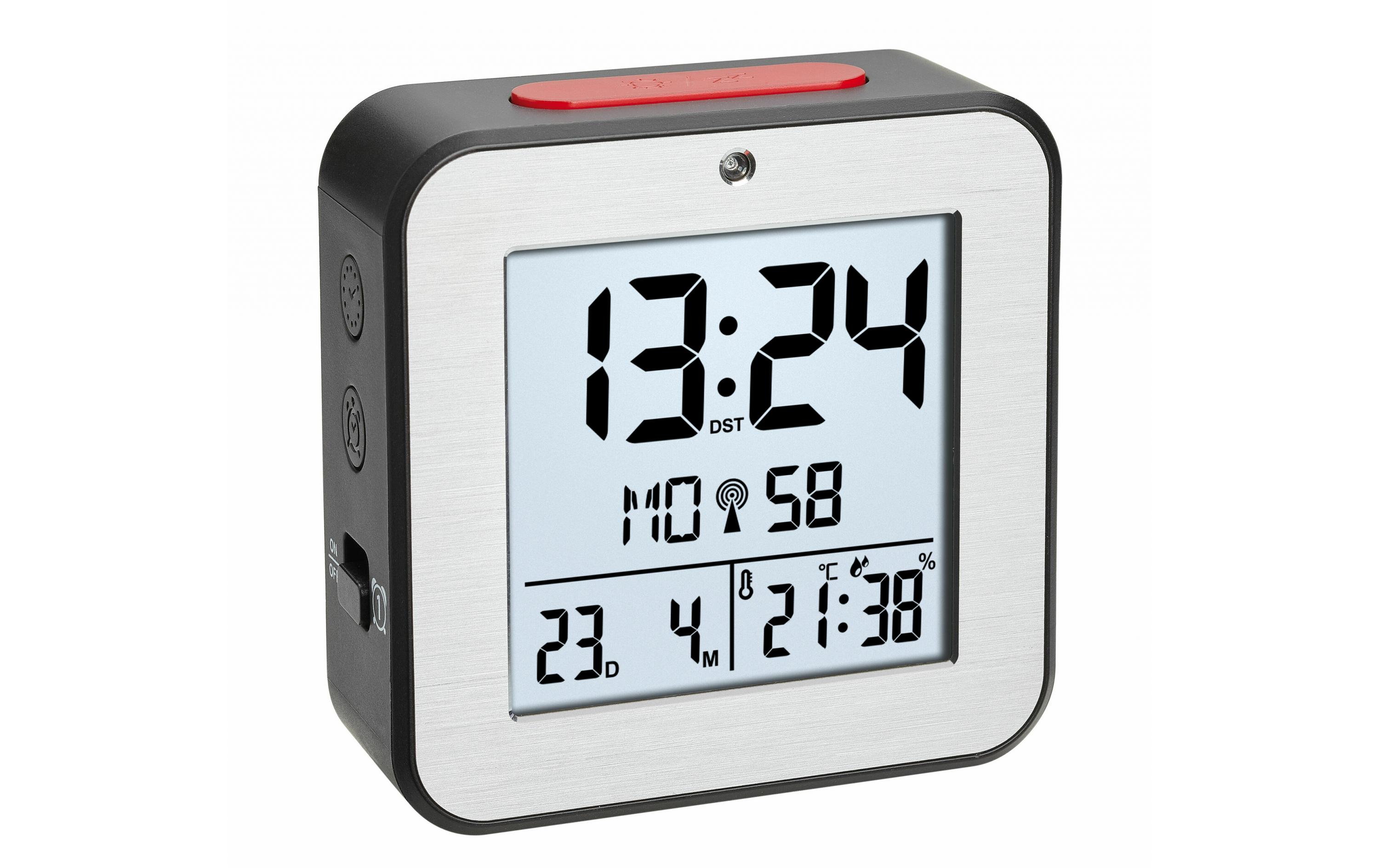 Digitalwecker mit Innentemperatur Schwarz/SilberDigitaler Funk-Wecker