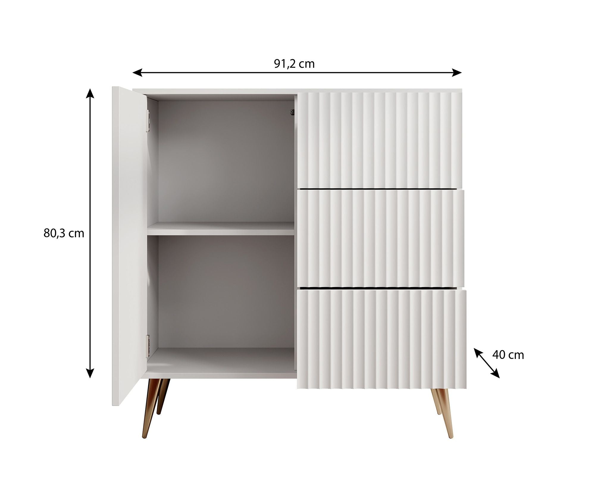 Meubella - Dressoir Winq - Antraciet - 90 cm