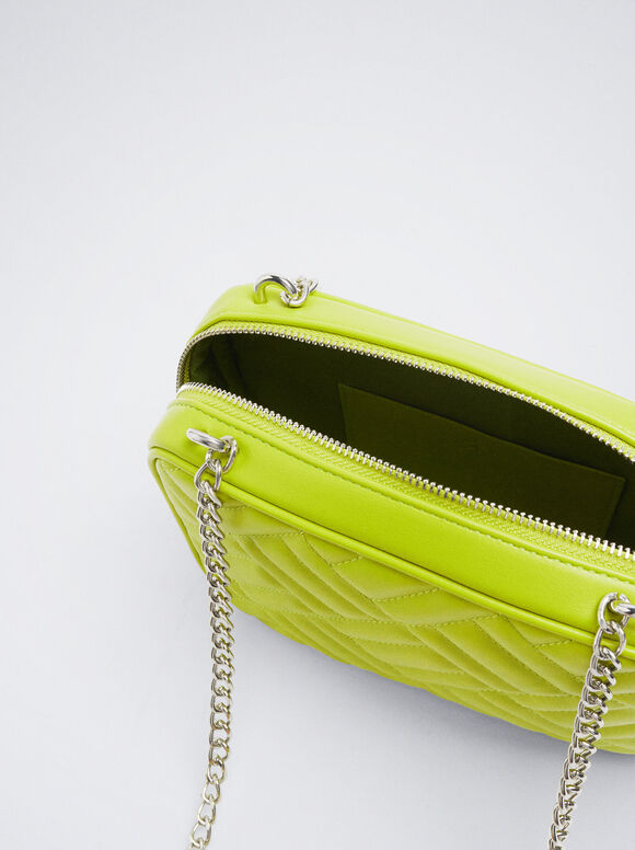 Bolsa acolchoada com corrente - Verde