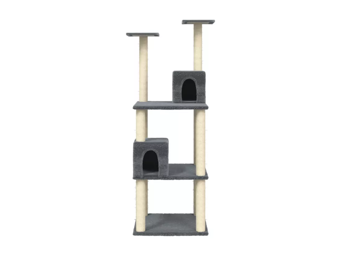 Arbre à chat avec griffoirs en sisal Gris foncé 141 cm