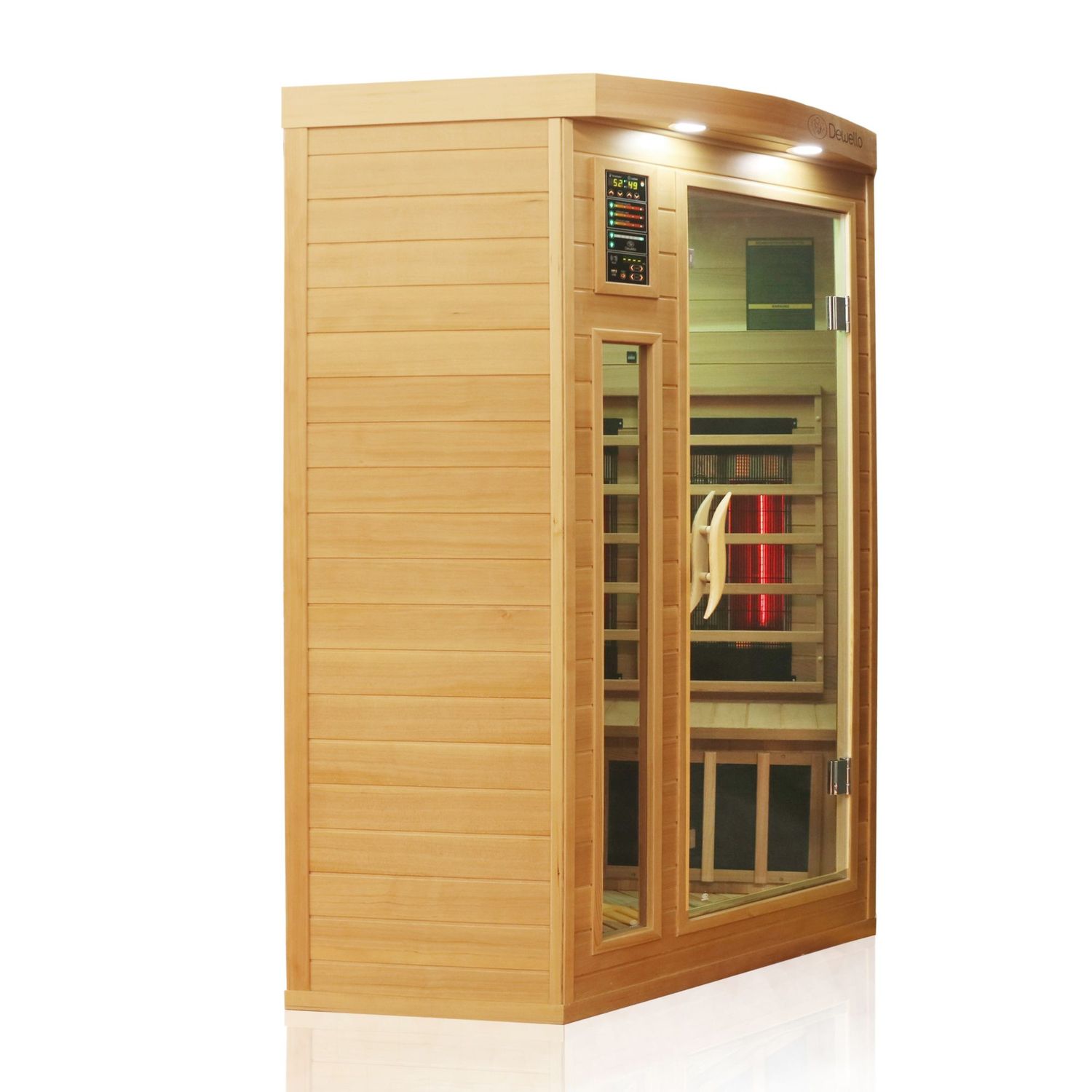 Dewello® Infrarotkabine Infrarotsauna LAKEFIELD PRO Hemlock-Zeder 120cm x 120cm inkl. Vollspektrumstrahler, Bodenstrahler