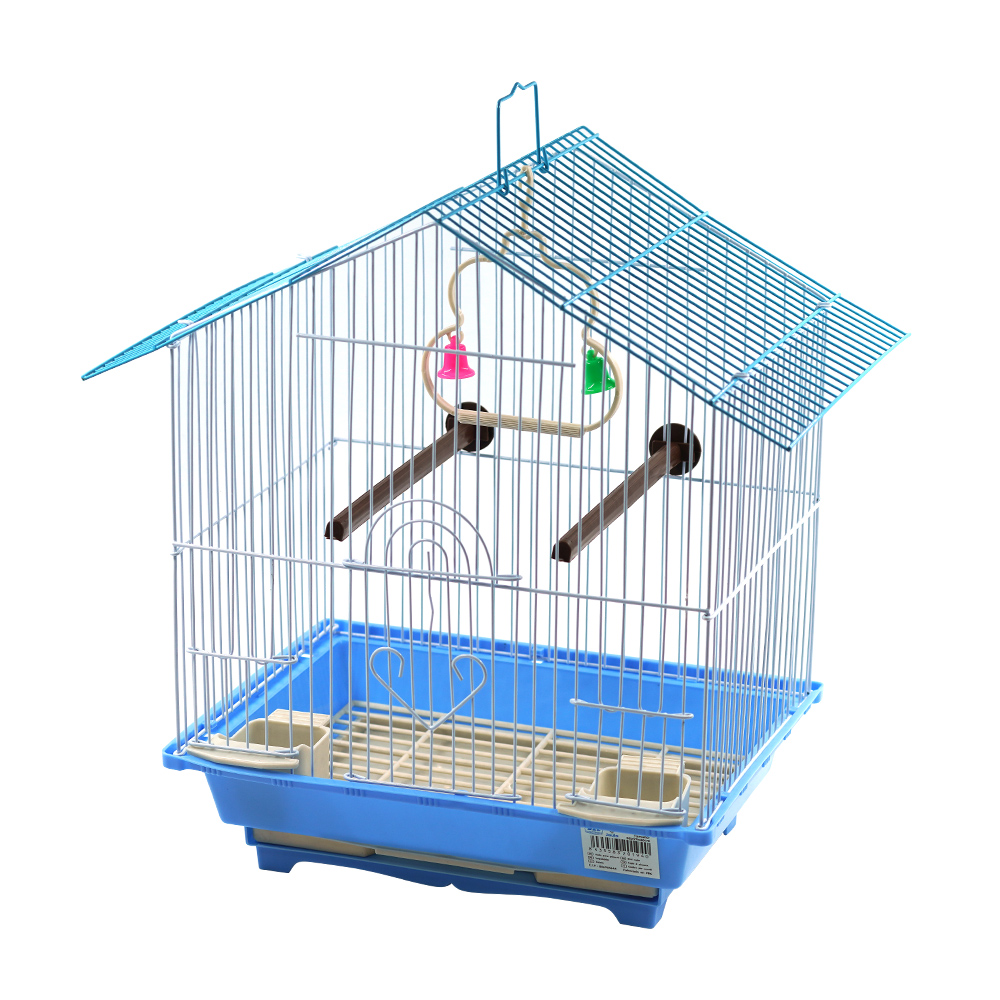 Gaiola para pássaros DZL com comedouros, poleiros e balanços (38*30*23cm) - Cor aleatória.