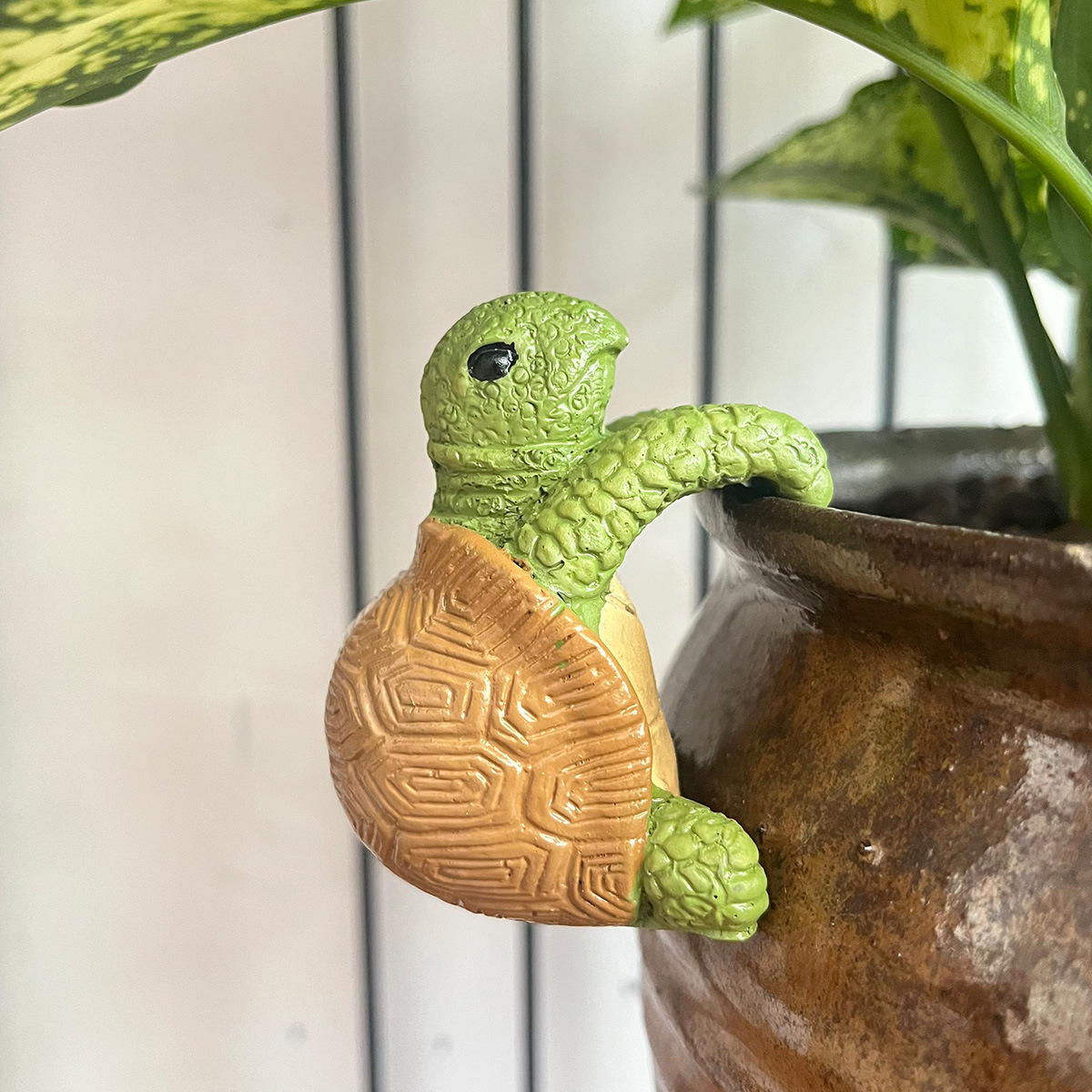 (70x45mm) Miniatur Figur Garten Dekoration Mini Schildkröte für Blumentopf / Garten - Grün