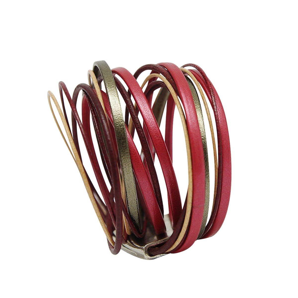 Bracelet en cuir multiliens rouge femme Amarok