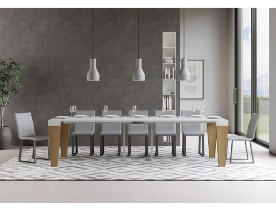 ITAMOBY - Console extensible spimbo mix 90x40/300cm frêne blanc/chêne
