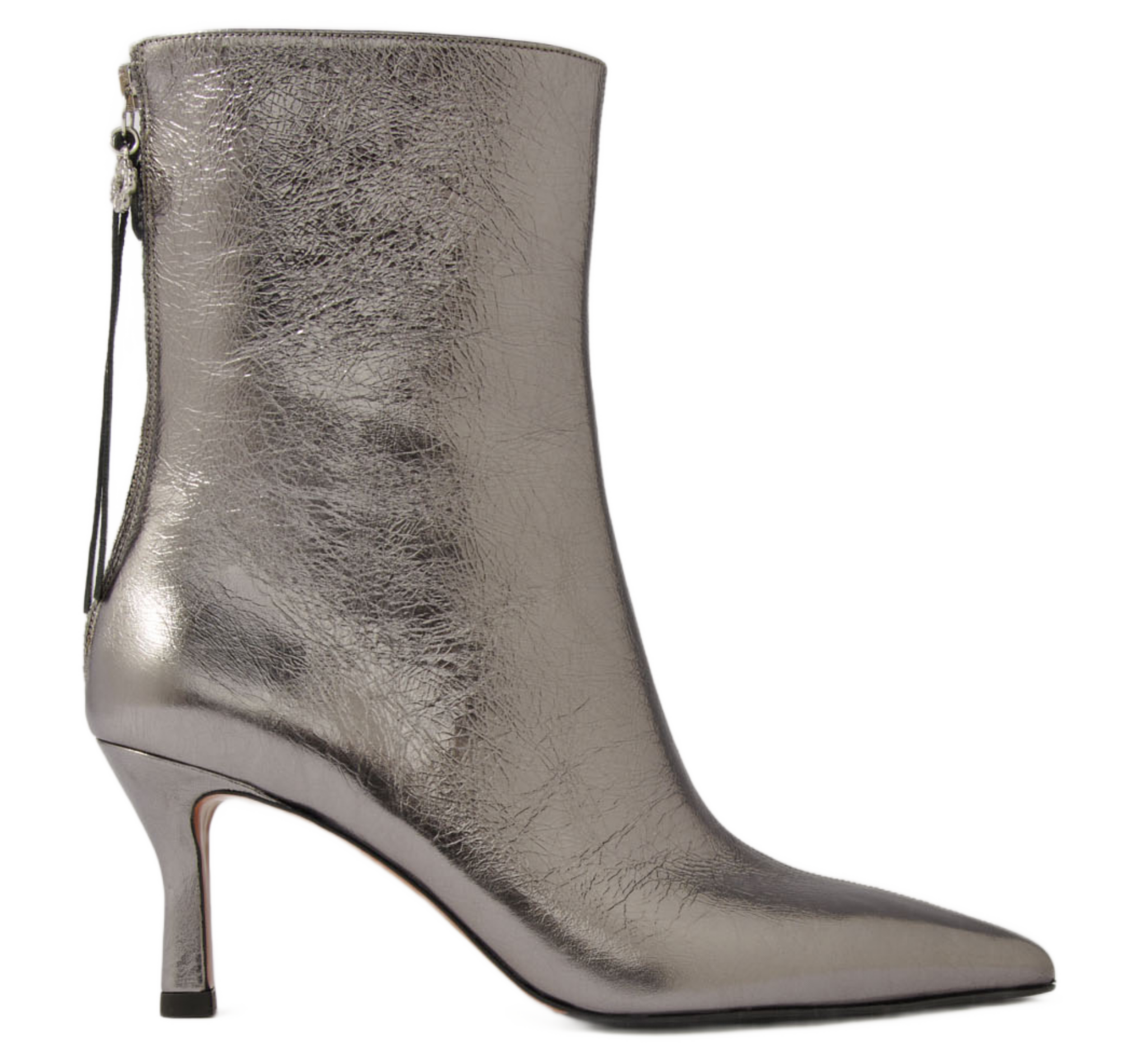 Bottes à talons en cuir métallisé | Argent