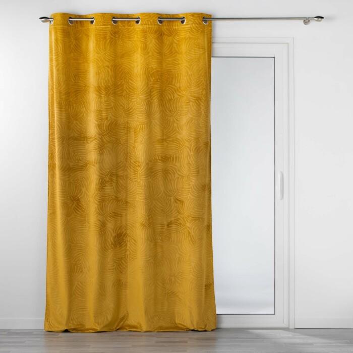 RIDEAU OEILLETS 140X240CM OCCULTANT RELIEF ANALIA OCRE
