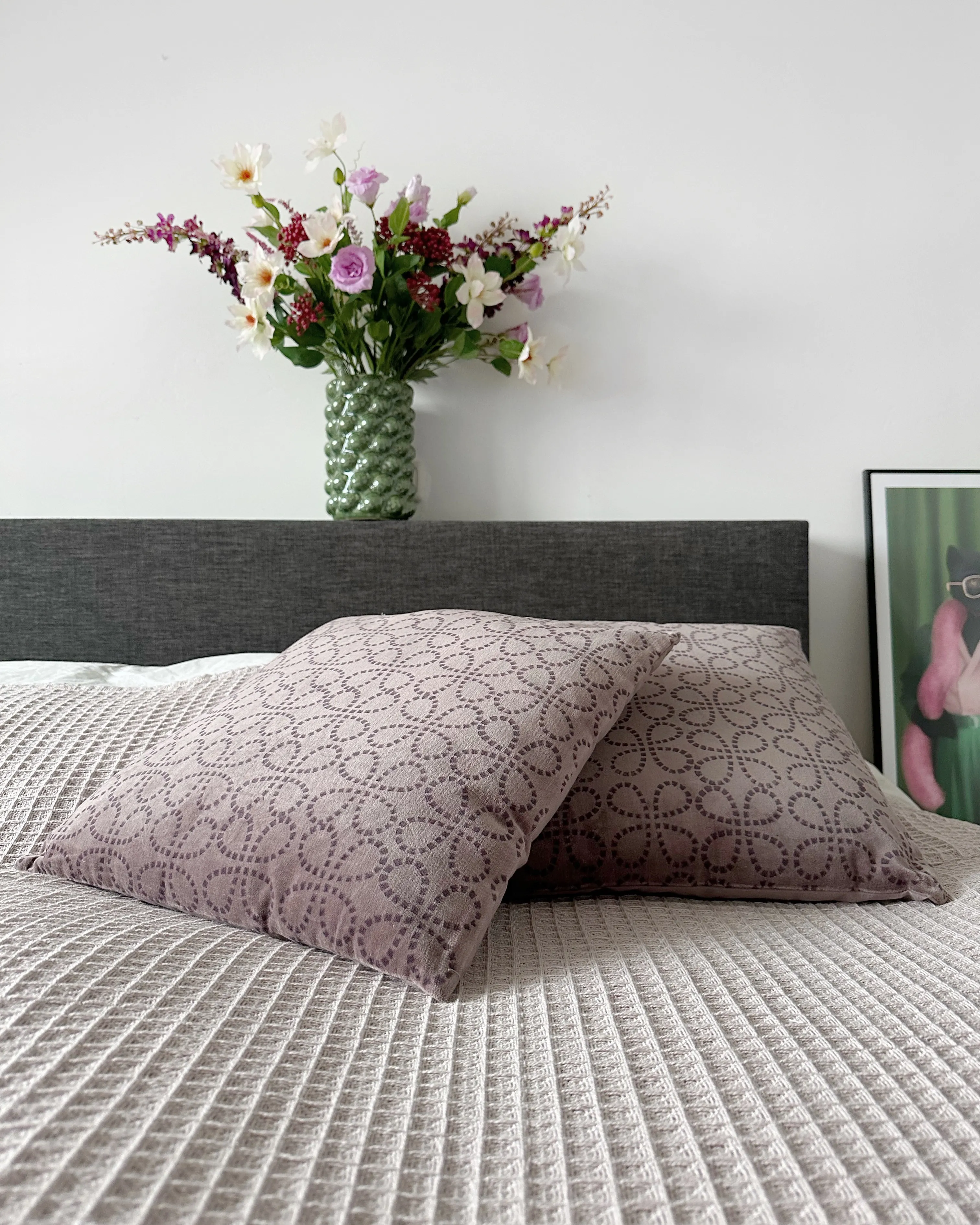 Set van 2 sierkussens LARKSPUR Fluweel 45 x 45 cm Roze geometrisch patroon