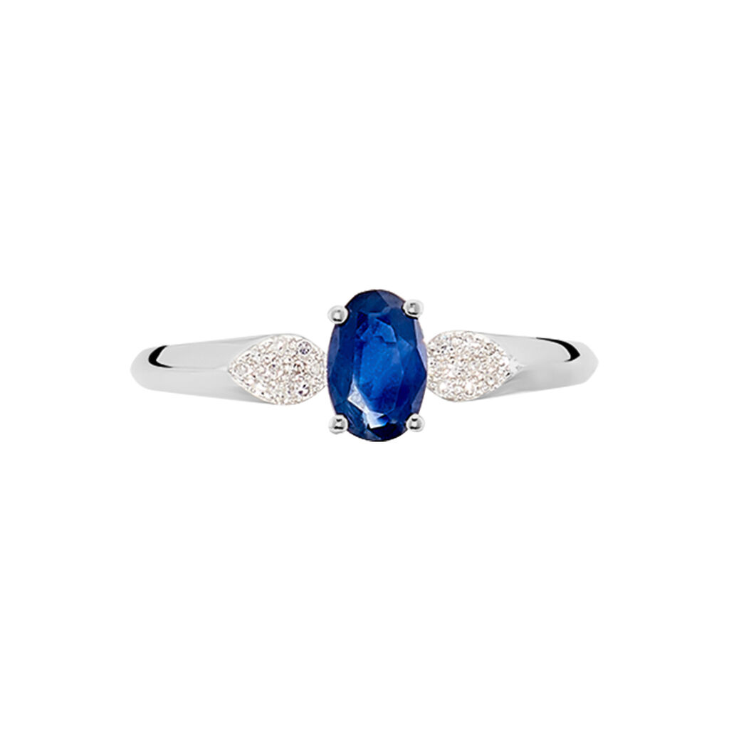 Bague Edgina Or Blanc Saphir Et Diamant