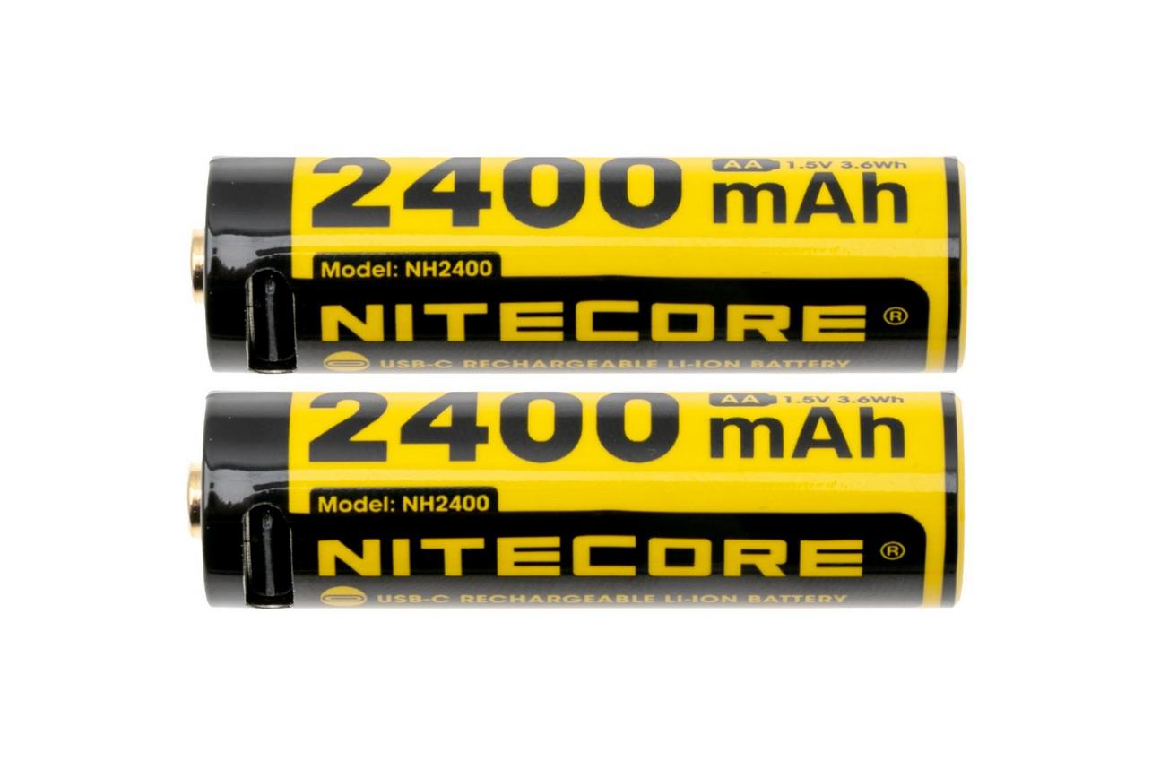 Nitecore NH2400 USB-C oplaadbare AA-accu met usb-c poort, 2400 mAh, 2 stuks