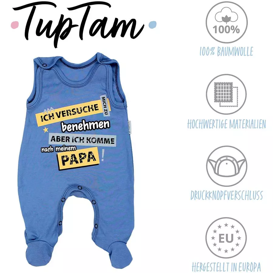 TupTam Unisex Baby Strampler mit Spruch blau