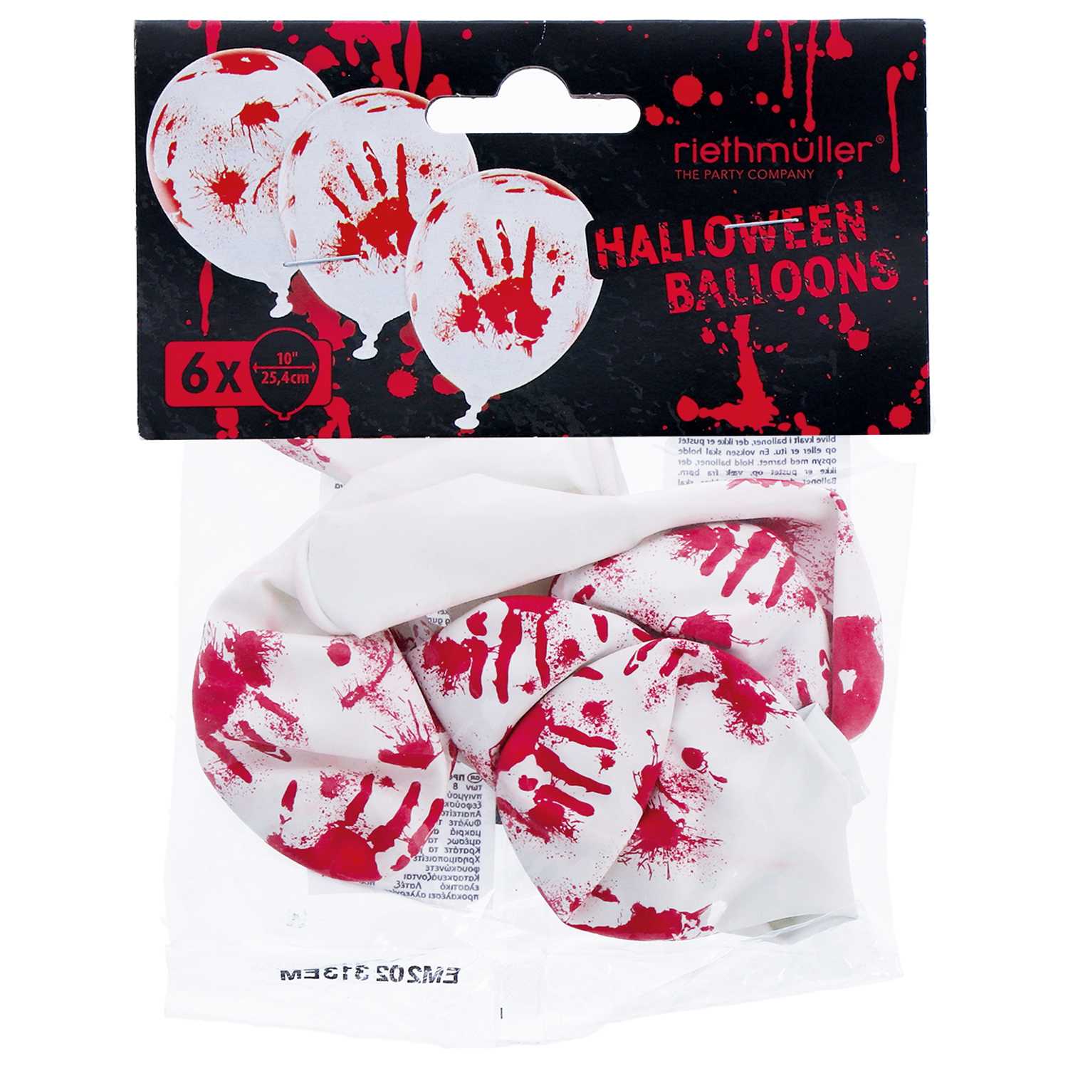 Luftballoon 6er Blutige Hand D=25cm