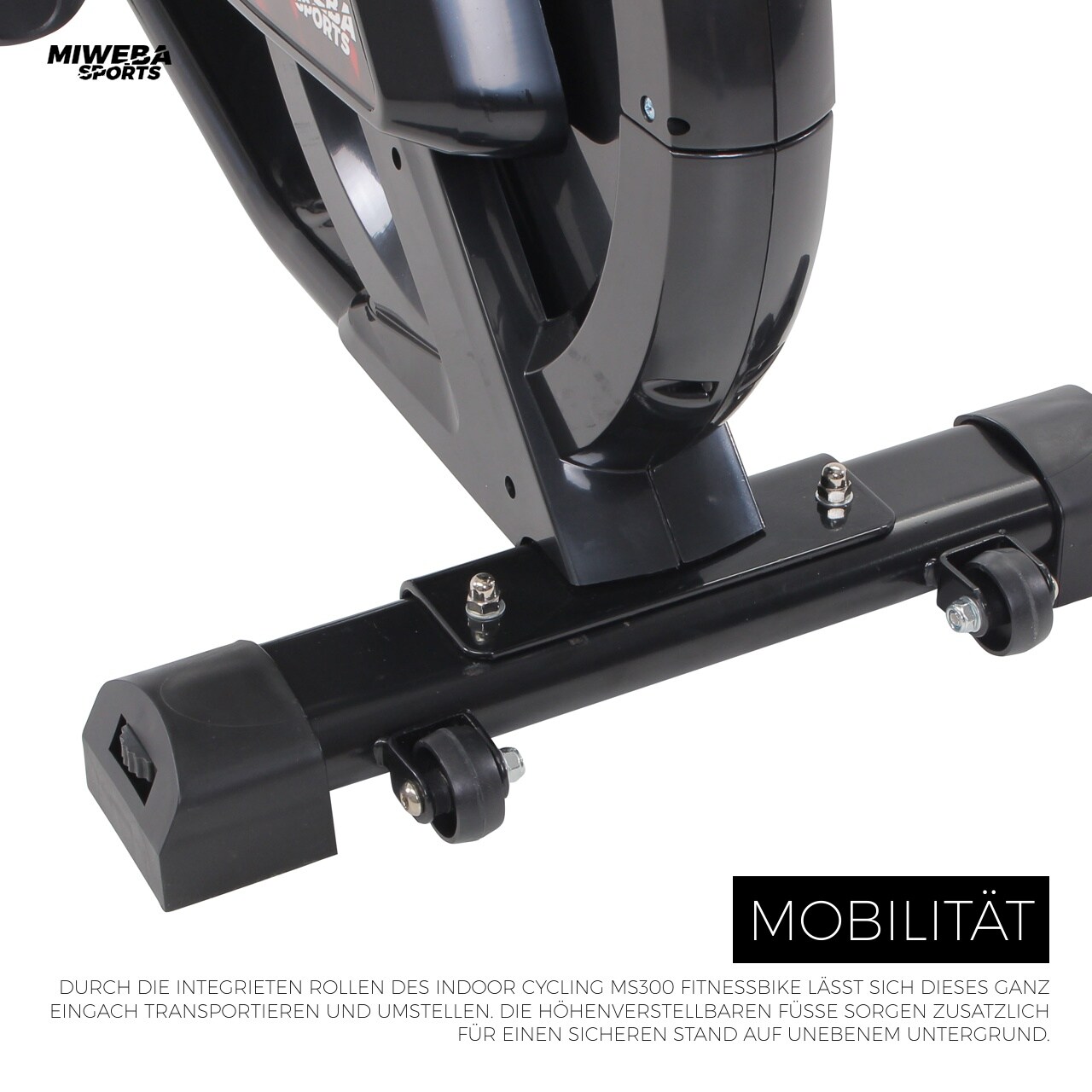 Miweba Sports Indoor Cycle MS300, 13 kg Schwungrad, für zuhause geeignet (Schwarz)